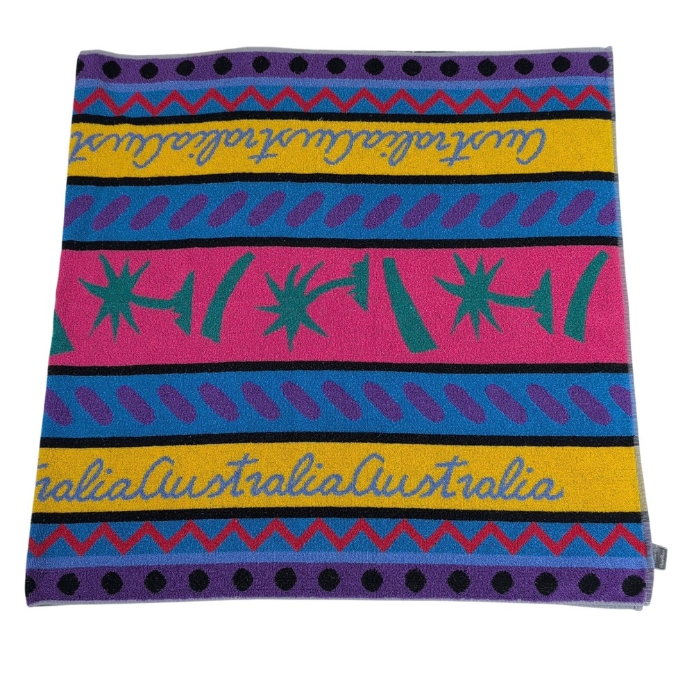 Palm Beach Australia Vintage Beach Towel Multicolor 80s Retro Geometric 62 x 32